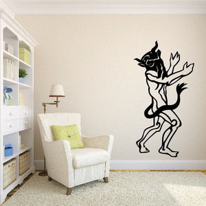 Pig-headed cultist decal, black horned figure with raised arms