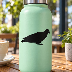 Black squatting pigeon decal on mint jar