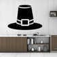 Black pilgrim-style hat decal with white belt band and buckle