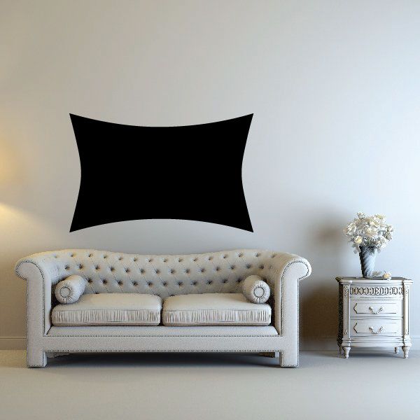 Pinched rectangle chalkboard jar label decal with black pinched-corner shape