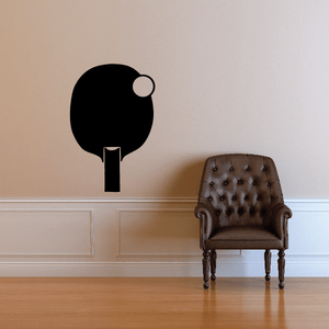 Ping pong wall decal: black paddle with white ball on top
