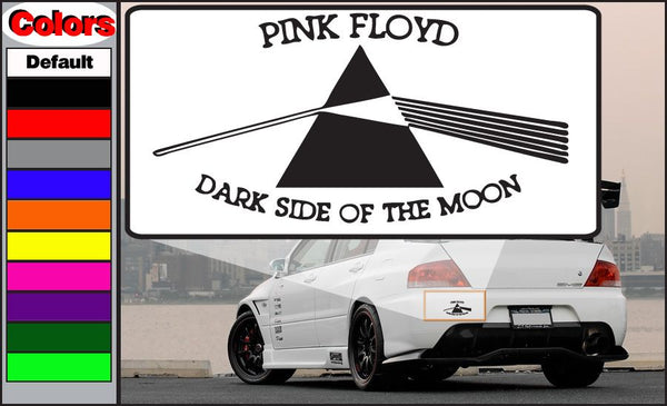 Square black and white Pink Floyd Dark Side of the Moon car decal, stylized prism