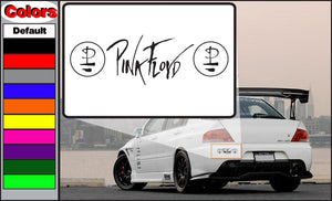 Black double logo text decal with two dollar-sign icons and stylized lettering