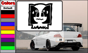 Pink Floyd face decal, rectangular black-and-white pig face with skull accents