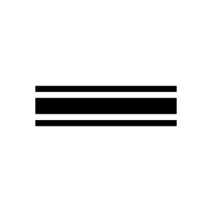 Car window pinstripe vinyl decal with three black horizontal stripes