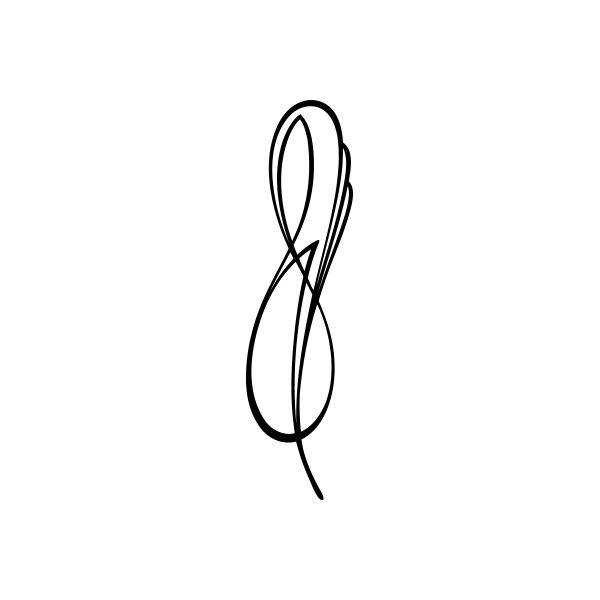 Black pinstripe vinyl window decal, infinity-style script