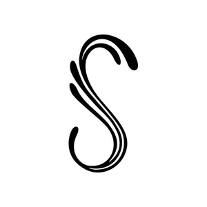 Stylized black pinstripe letter S vinyl decal