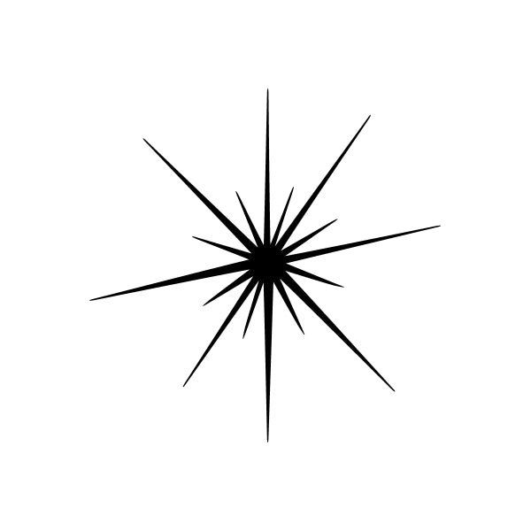 Pinstripe starburst car window vinyl decal, black radiating lines