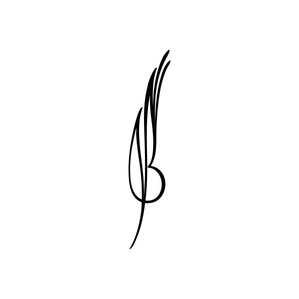 Black cursive letter B vinyl decal sticker with pinstripe lines