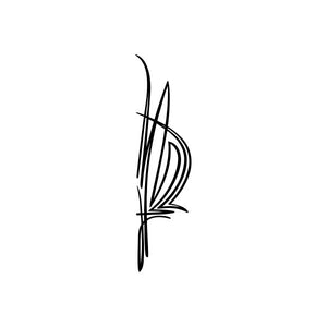 Black pinstripe-style vinyl decal with curved line design