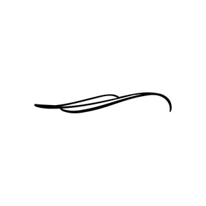 Black pinstripe car window vinyl decal with curved swoosh line