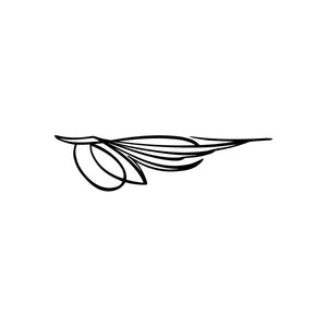 Black pinstripe vinyl car decal with swooping wing and swirl lines