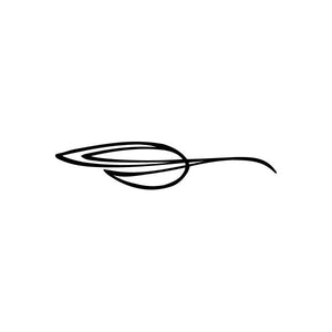 Black car window vinyl decal with swooping pinstripe leaf design