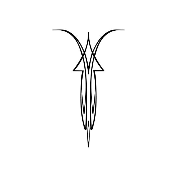 Black pinstripe vinyl decal with crossed V-shaped lines and pointed center
