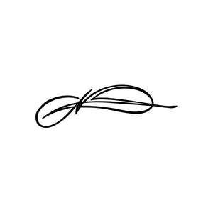 Black pinstripe vinyl decal with curving swirl line design
