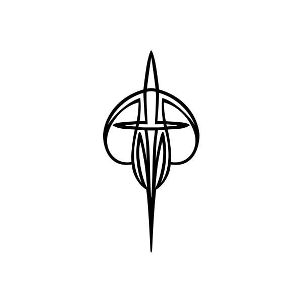 Fleur-de-lis window decal sticker with black pinstripe lines