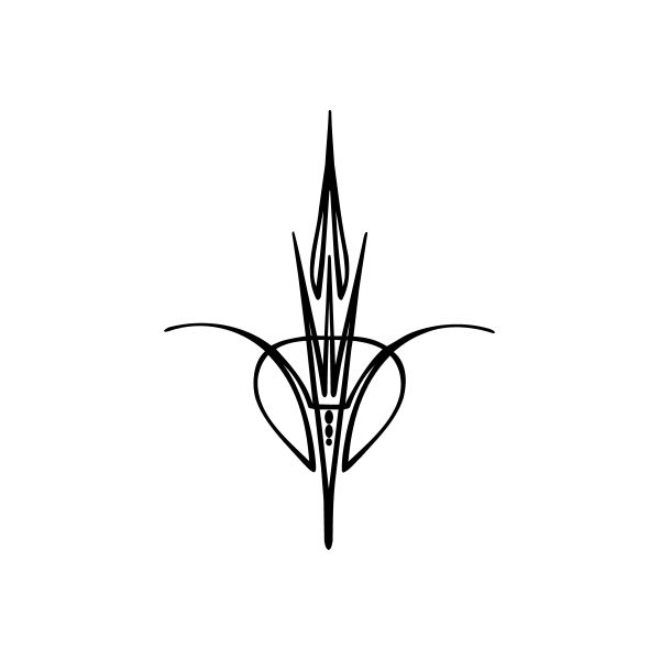 Black pinstripe heart and dagger car window vinyl decal