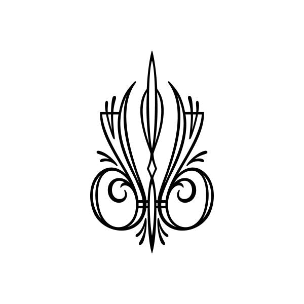 Fleur-de-lis window vinyl decal sticker, black ornate emblem