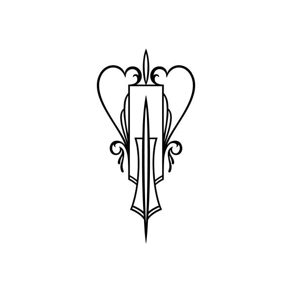 Car window vinyl decal with black hearts and fleur-de-lis crest
