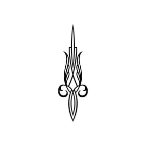 Black fleur-de-lis car window vinyl decal with pinstripe linework