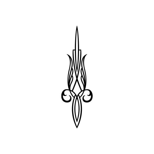 Black fleur-de-lis car window vinyl decal with pinstripe linework