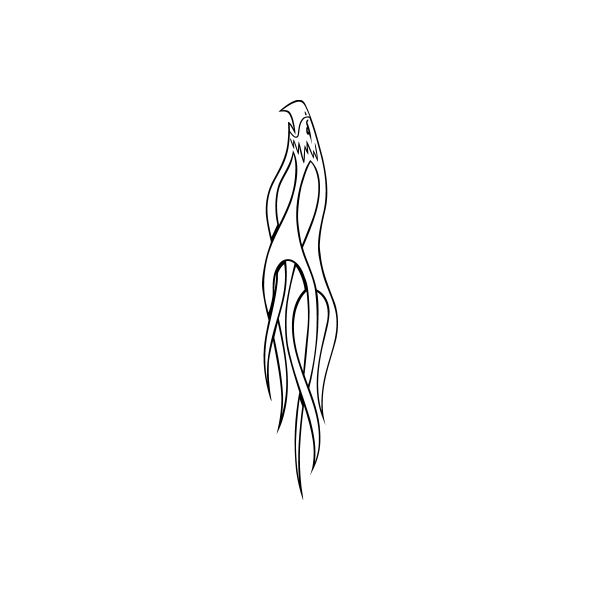 Car window vinyl decal, black flame pinstripe with swirling lines and oval accents