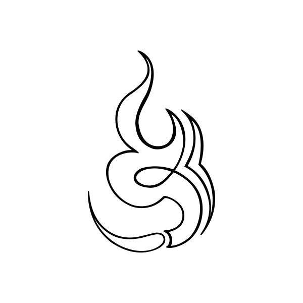 Car window vinyl decal with black pinstripe swirl design