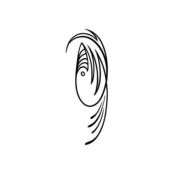 Black swirl pinstripe vinyl decal with oval eye shape