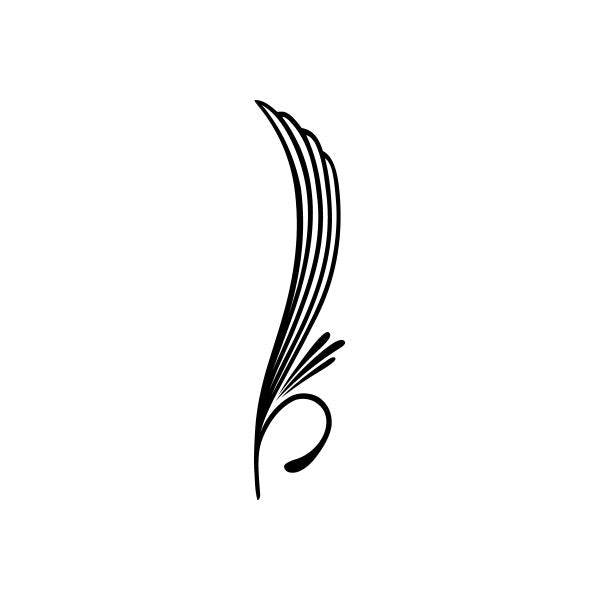 Pinstripe window vinyl decal with black curved swirl and pinline accent