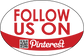 Red Follow Us On Pinterest sticker with QR code and Pinterest logo
