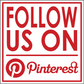 Square Pinterest sticker with red border and text reading "FOLLOW US ON Pinterest"
