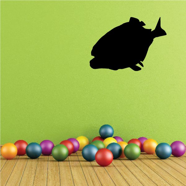 Black piranha hunting silhouette decal