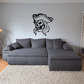 Pirate captain skull wall decal with black tricorn hat and white face illustration