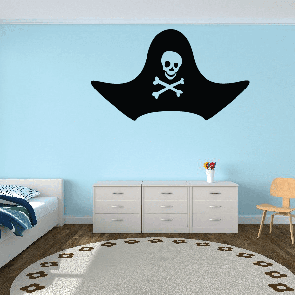 Pirate hat decal with skull and crossbones