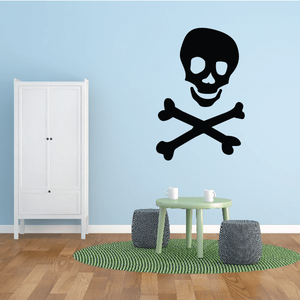 Pirate skull and crossbones wall decal, black graphic