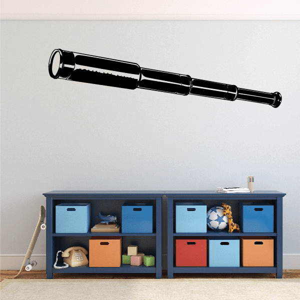Black spyglass decal with detailed barrel segments, long tube design