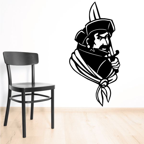 Pirate wall decal with sword, black and white vinyl sticker