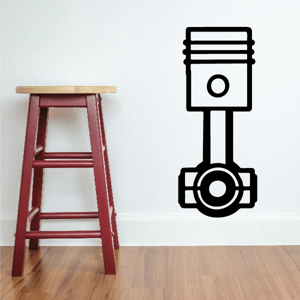 Black piston wall decal with connecting rod and circular center