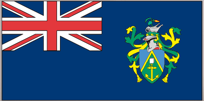 Pitcairn Islands flag sticker with Union Jack and coat of arms crest, blue and yellow