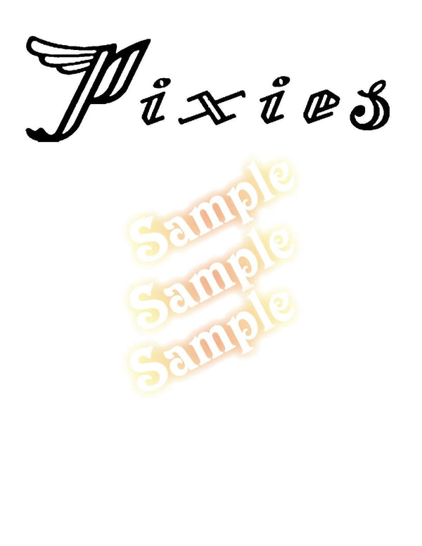 Winged letter J with stylized gothic text decal