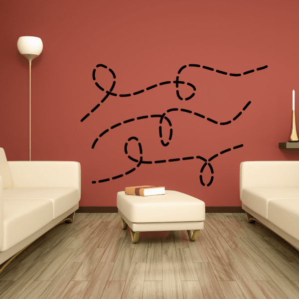 Airplane trail decal set with dashed flight path and plane icons