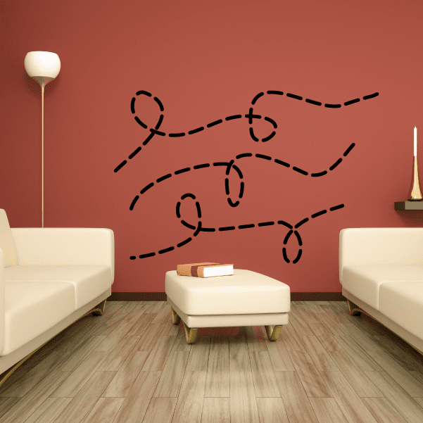 Airplane trail decal set with dashed flight path and plane icons