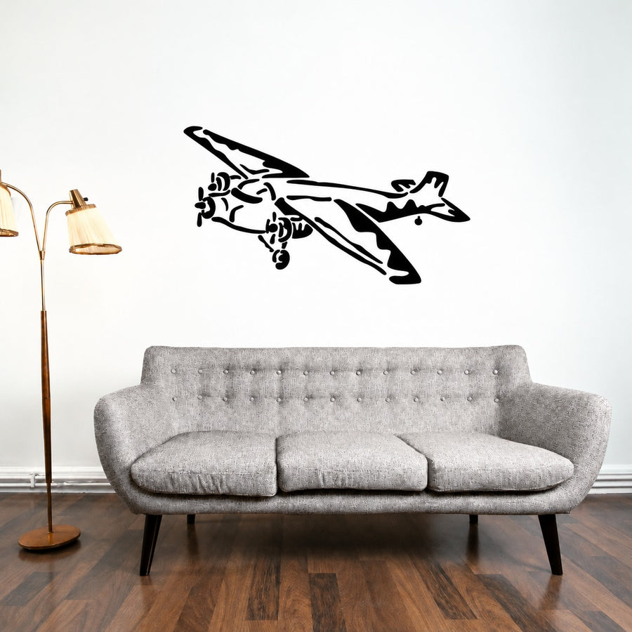 Black graphic airplane surveillance decal sticker