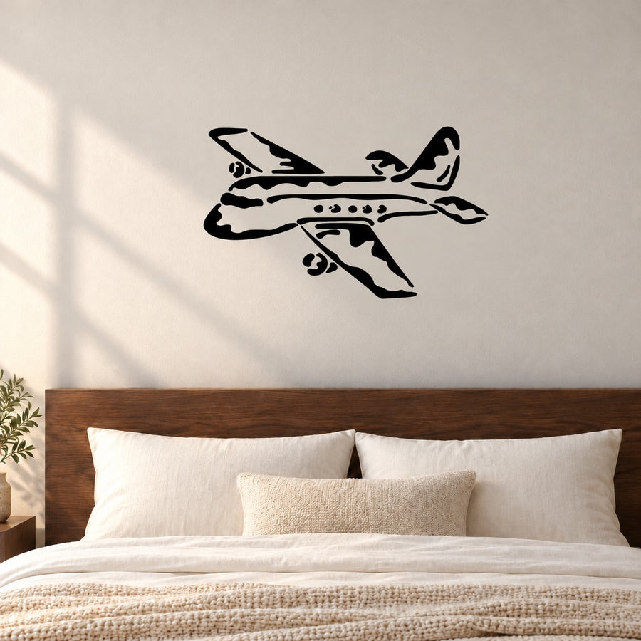 Black passenger airplane silhouette graphic decal