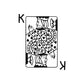 King playing card decal with black suit pips and white background