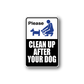 Dog cleanup sign wall decal with blue dog icon and text: Please clean up after your dog