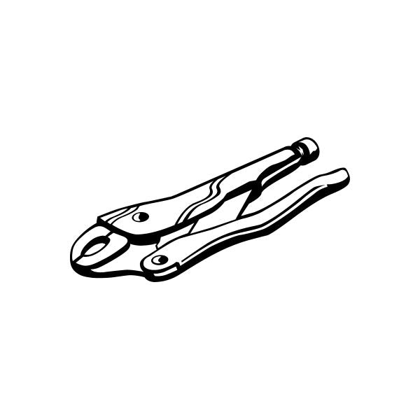 Black pliers tool vinyl decal sticker with line-art illustration