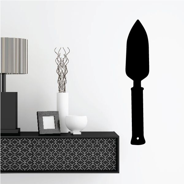 Pointed hand shovel wall decal, black pointed spade silhouette on wall