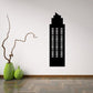 Black pointed tall building wall decal with window grid