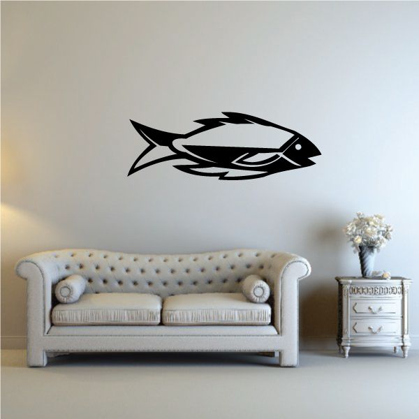 Bass fish wall decal, black and white